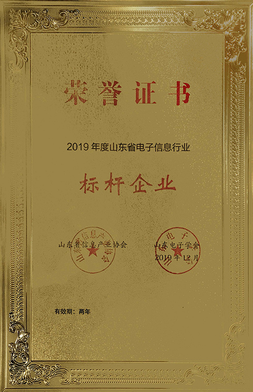 2019年度山東省電子信息行業(yè)標(biāo)桿企業(yè)